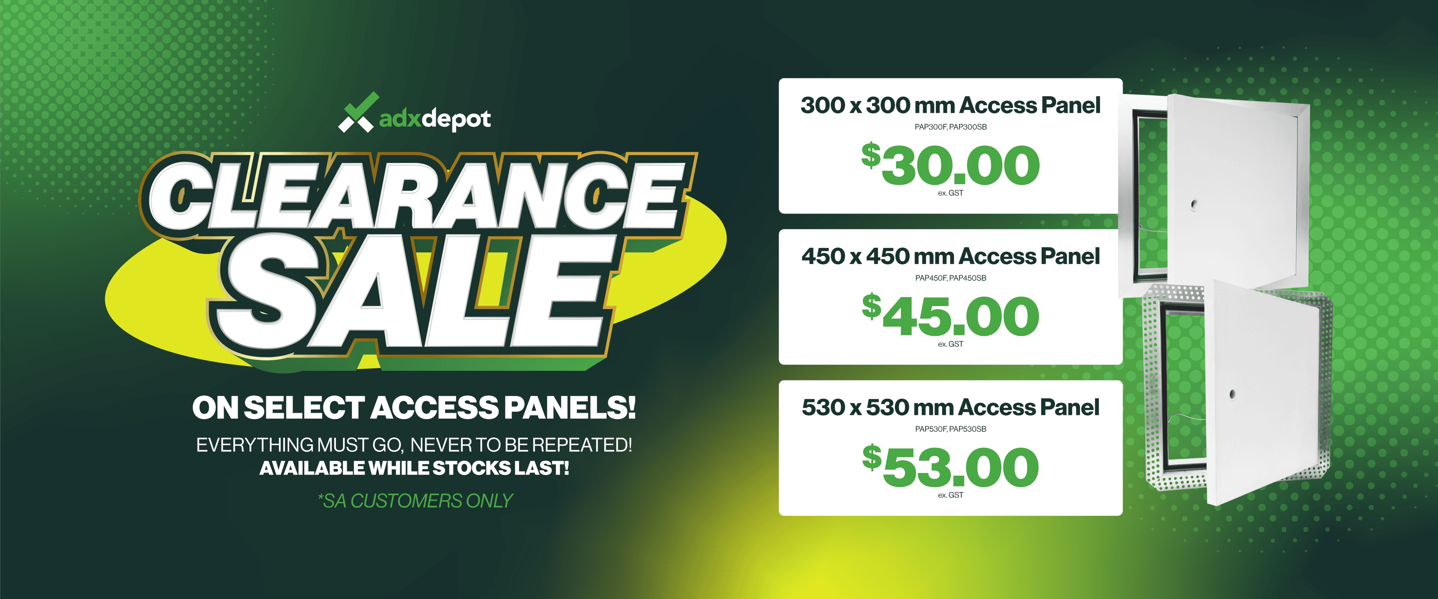 300x300 mm acceses panel | 45x45 mm access panel | 530x530 mm access panel