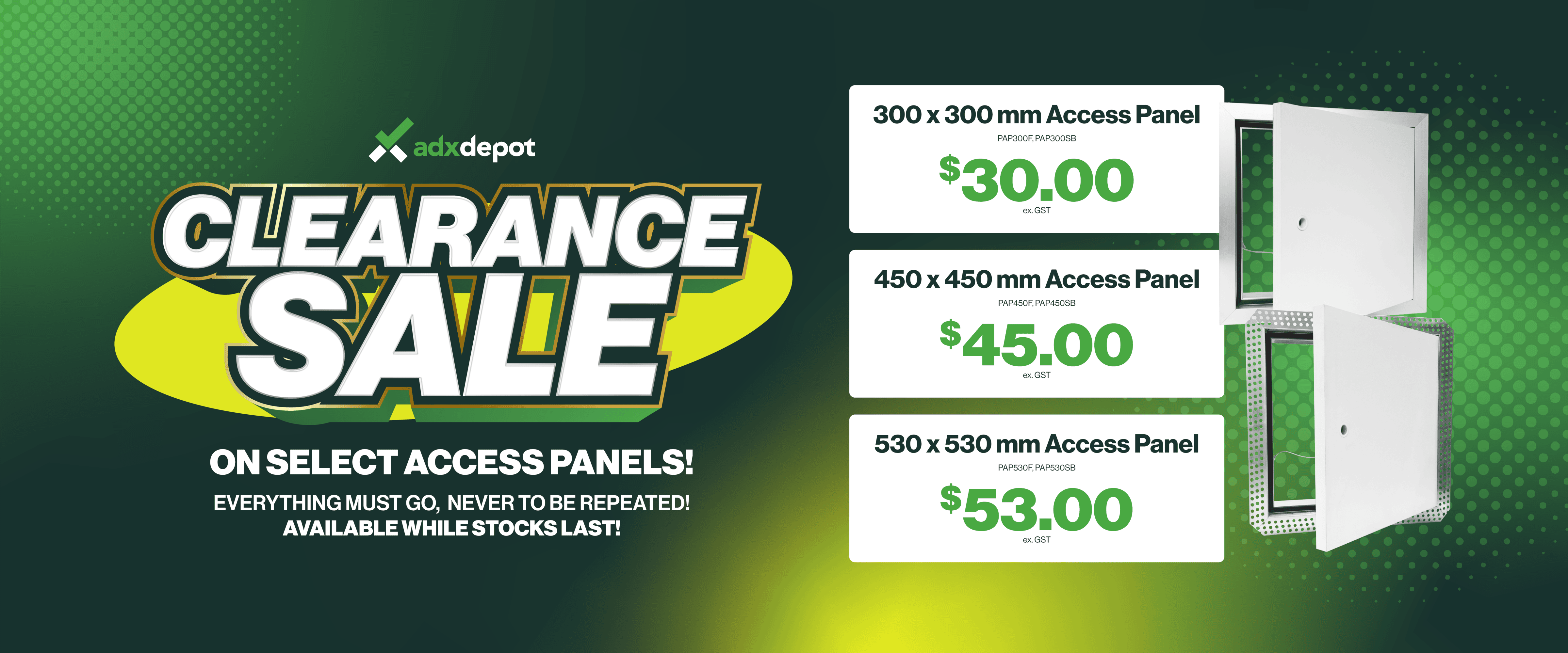 300x300 mm acceses panel | 45x45 mm access panel | 530x530 mm access panel