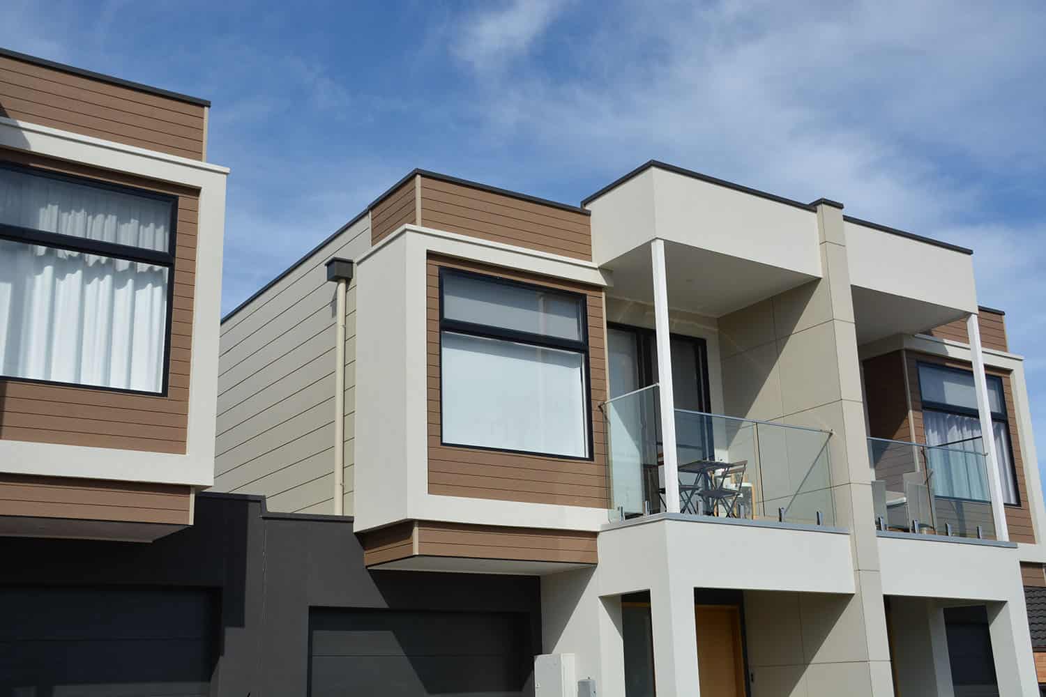 Modern townhouse featuring Innova Duratex fibre cement cladding with rendered finish